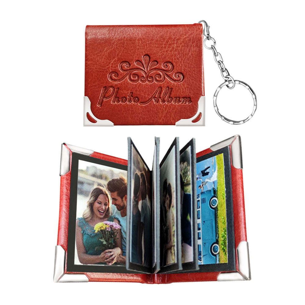 Custom Photo Album Keychain Personalized Photo Leather Keychain Romantic Gift - soufeelus