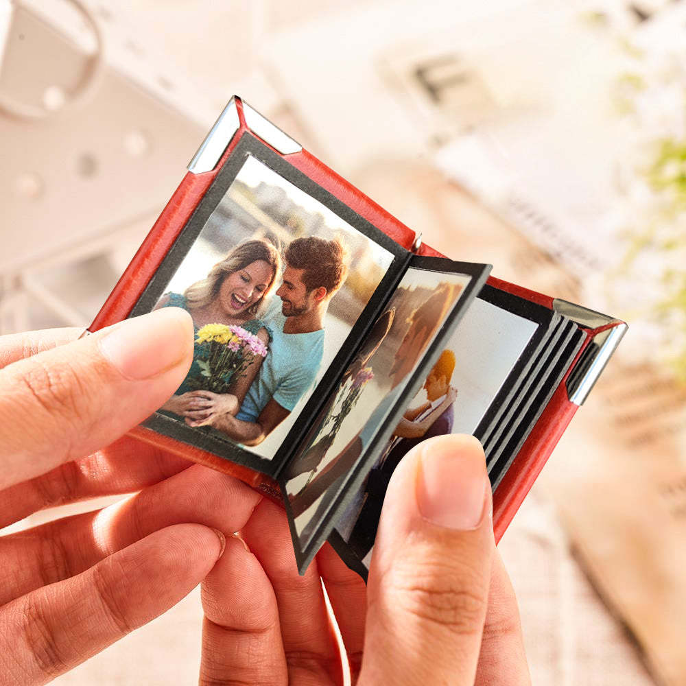 Custom Photo Album Keychain Personalized Photo Leather Keychain Romantic Gift - soufeelus