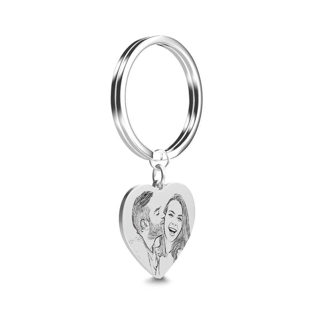 Personalized Calendar and Photo Keychain, Heart Keychain, Anniversary Gift for Couple - soufeelus