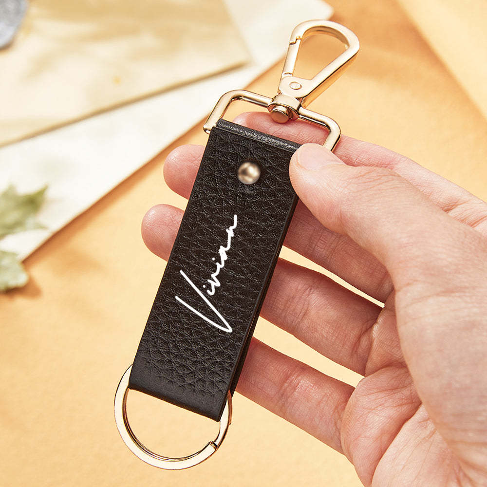 Custom Engraved Keychain Stylish Leather Keychain Gift for Men - soufeelus
