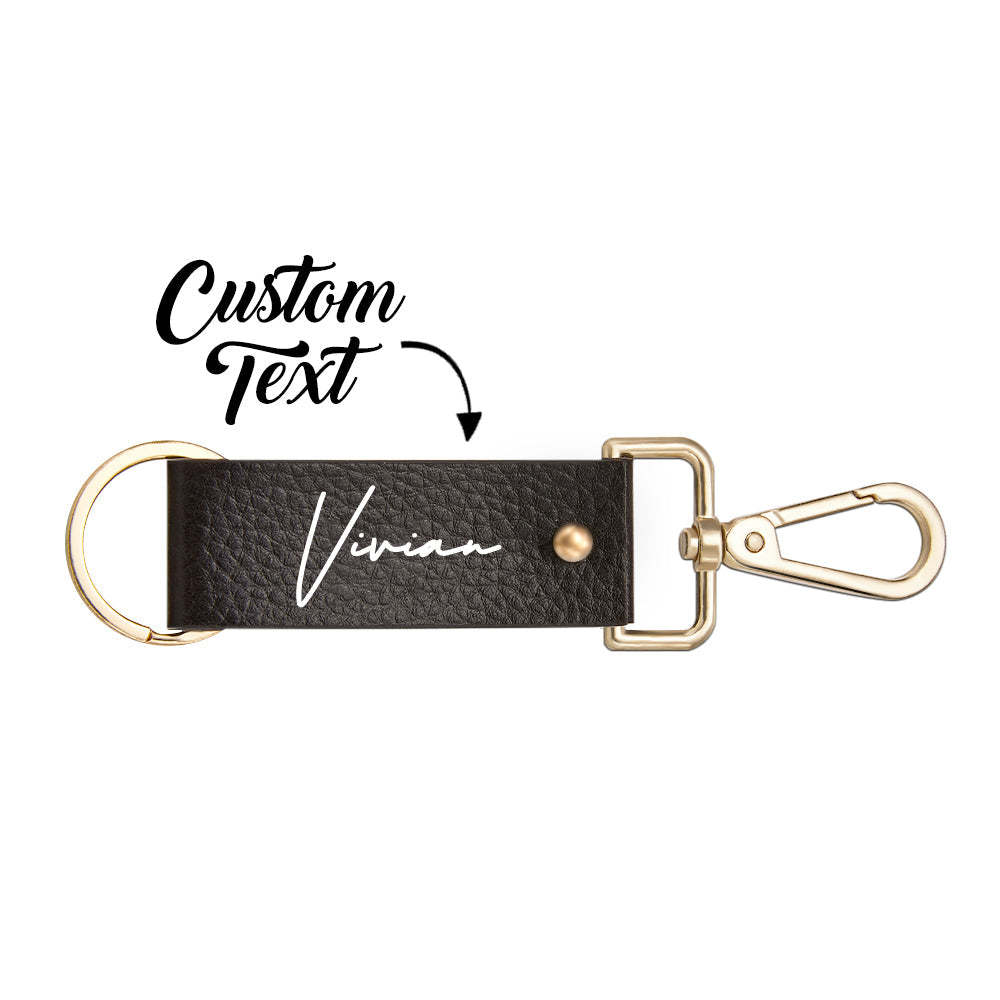 Custom Engraved Keychain Stylish Leather Keychain Gift for Men - soufeelus