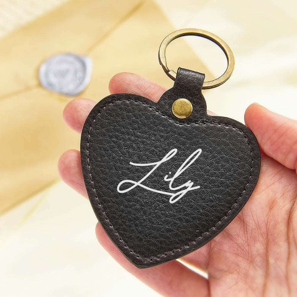 Custom Engraved Keychain Leather Heart-shaped Keyring Gift for Her - soufeelus
