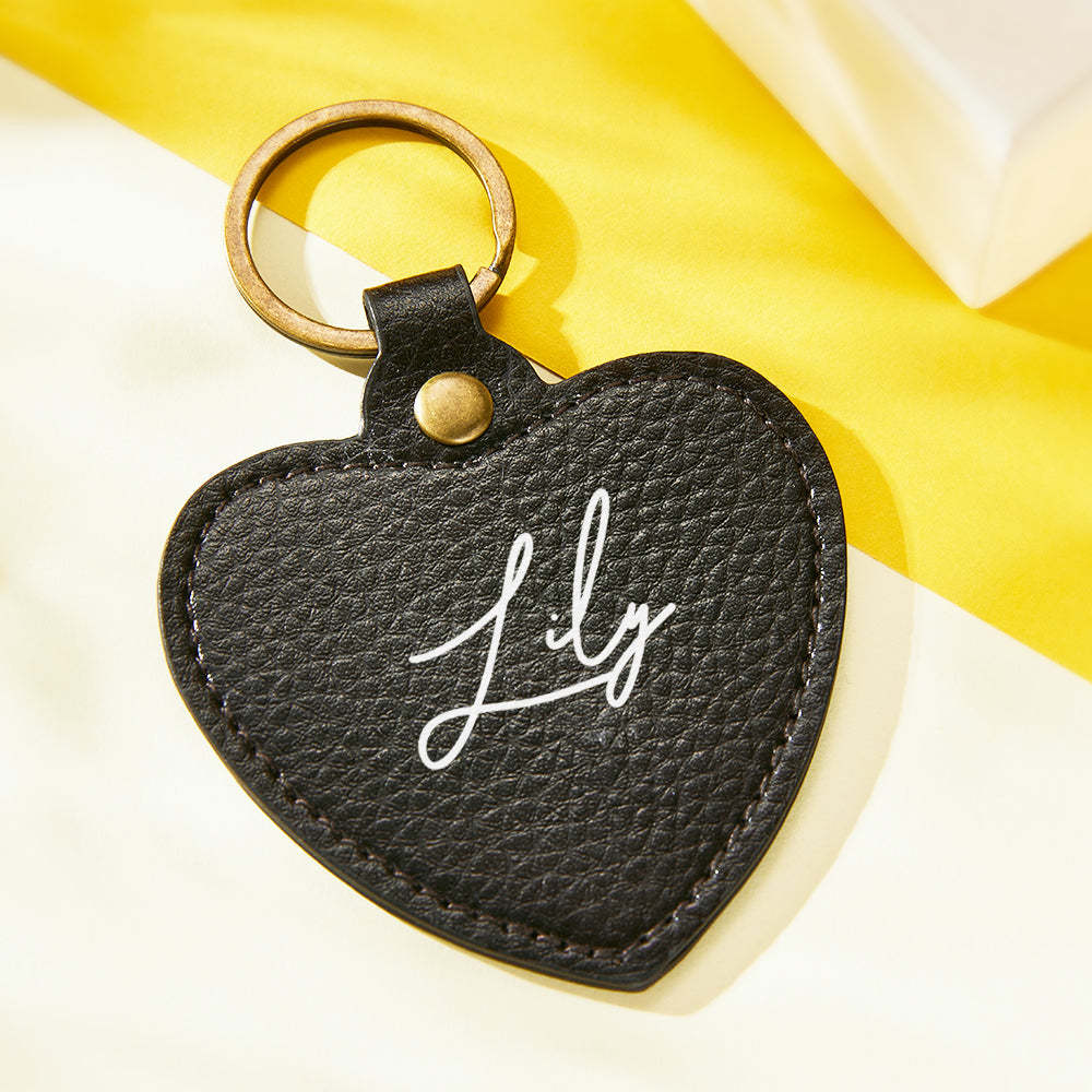 Custom Engraved Keychain Leather Heart-shaped Keyring Gift for Her - soufeelus
