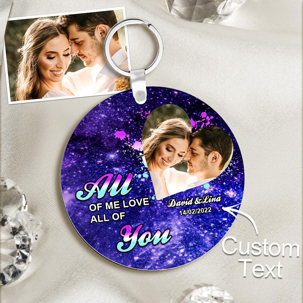 Custom Photo Engraved Keychain Round For Couples On Valentines Day - soufeelus