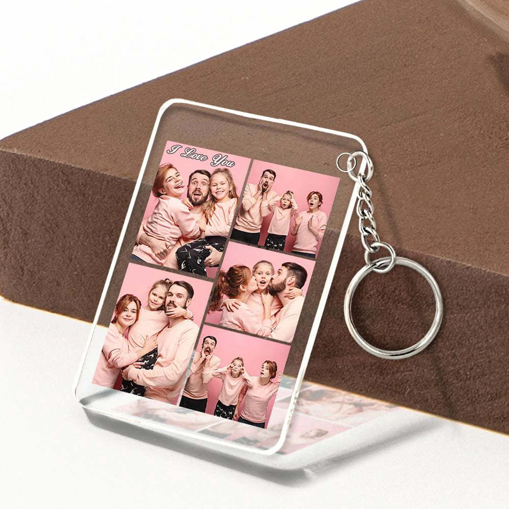 Custom Multi Photo Acrylic Keychain Personalized Collage Photo Key Ring - soufeelus