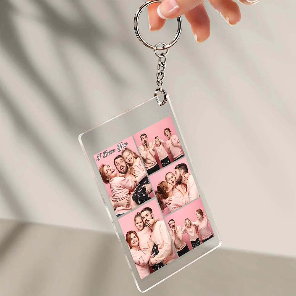 Custom Multi Photo Acrylic Keychain Personalized Collage Photo Key Ring - soufeelus