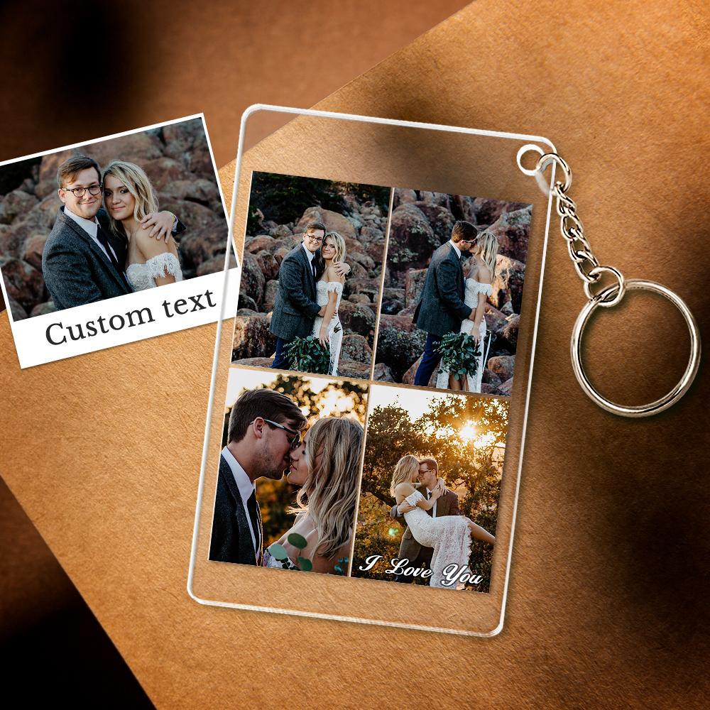 Custom Multi Photo Acrylic Keychain Personalized Collage Photo Key Ring - soufeelus