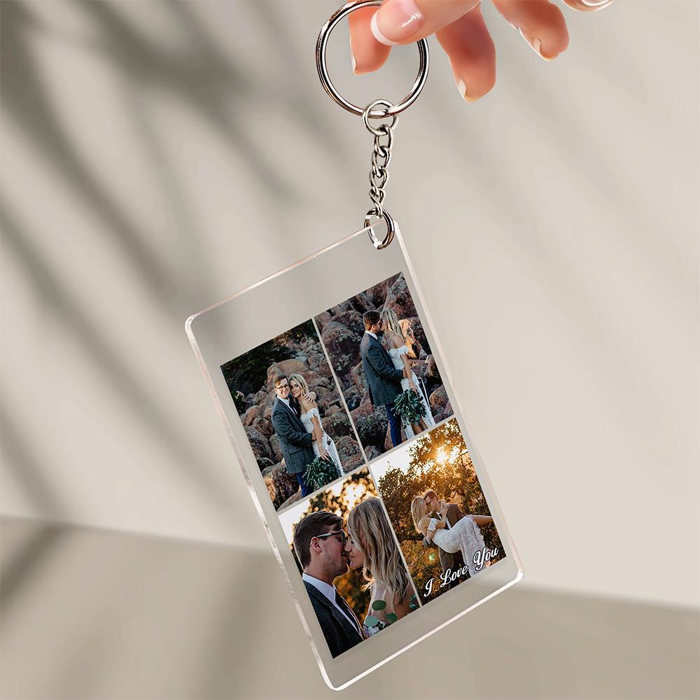 Custom Multi Photo Acrylic Keychain Personalized Collage Photo Key Ring - soufeelus