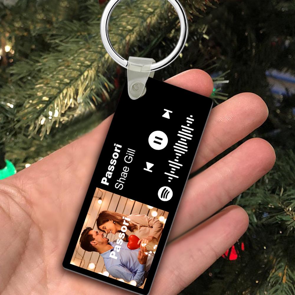 Custom Spotify Photo Keychain With Engraving Keychain Gifts For Couples On Valentine's Day - soufeelus