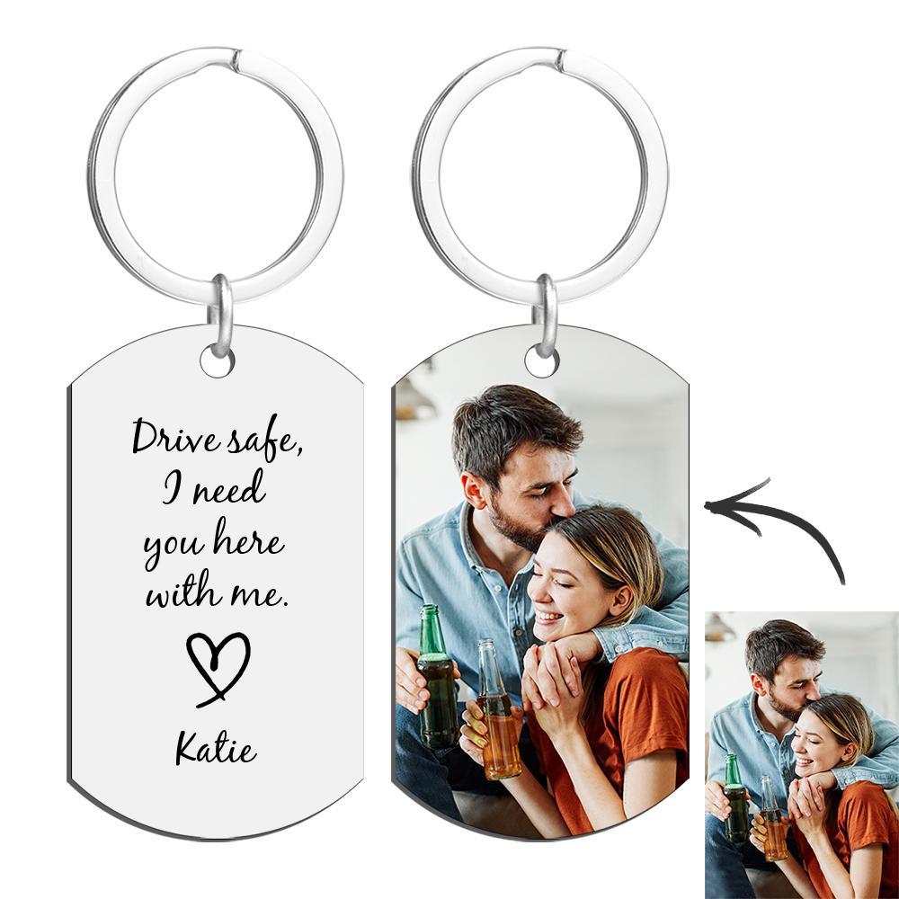 Custom Photo Key Chain Engraved Tag Keychain With Engraving Gifts - soufeelus