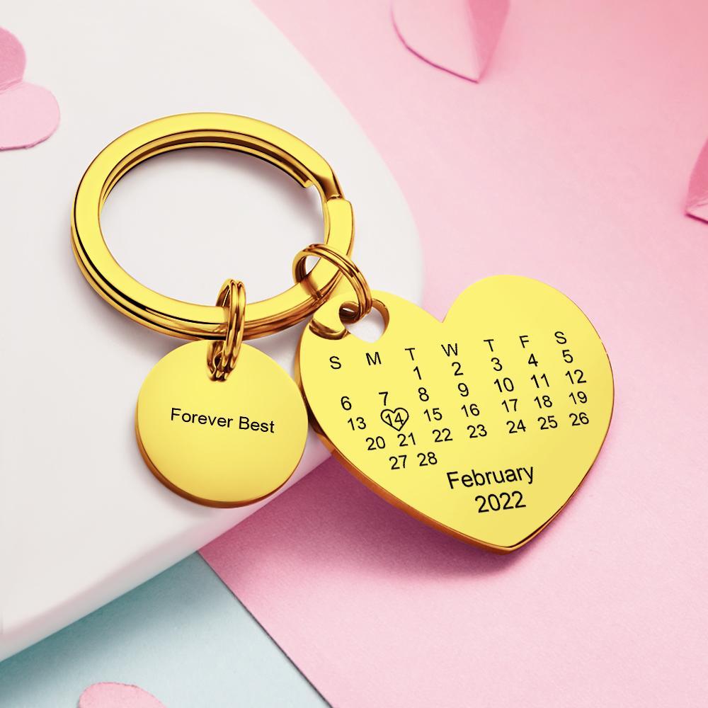 Custom Calendar Photo Keychain Personalized Keychain with Picture Engraved Text Keyring for Men Women - soufeelus