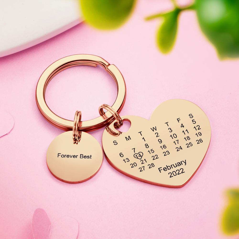 Custom Calendar Photo Keychain Personalized Keychain with Picture Engraved Text Keyring for Men Women - soufeelus