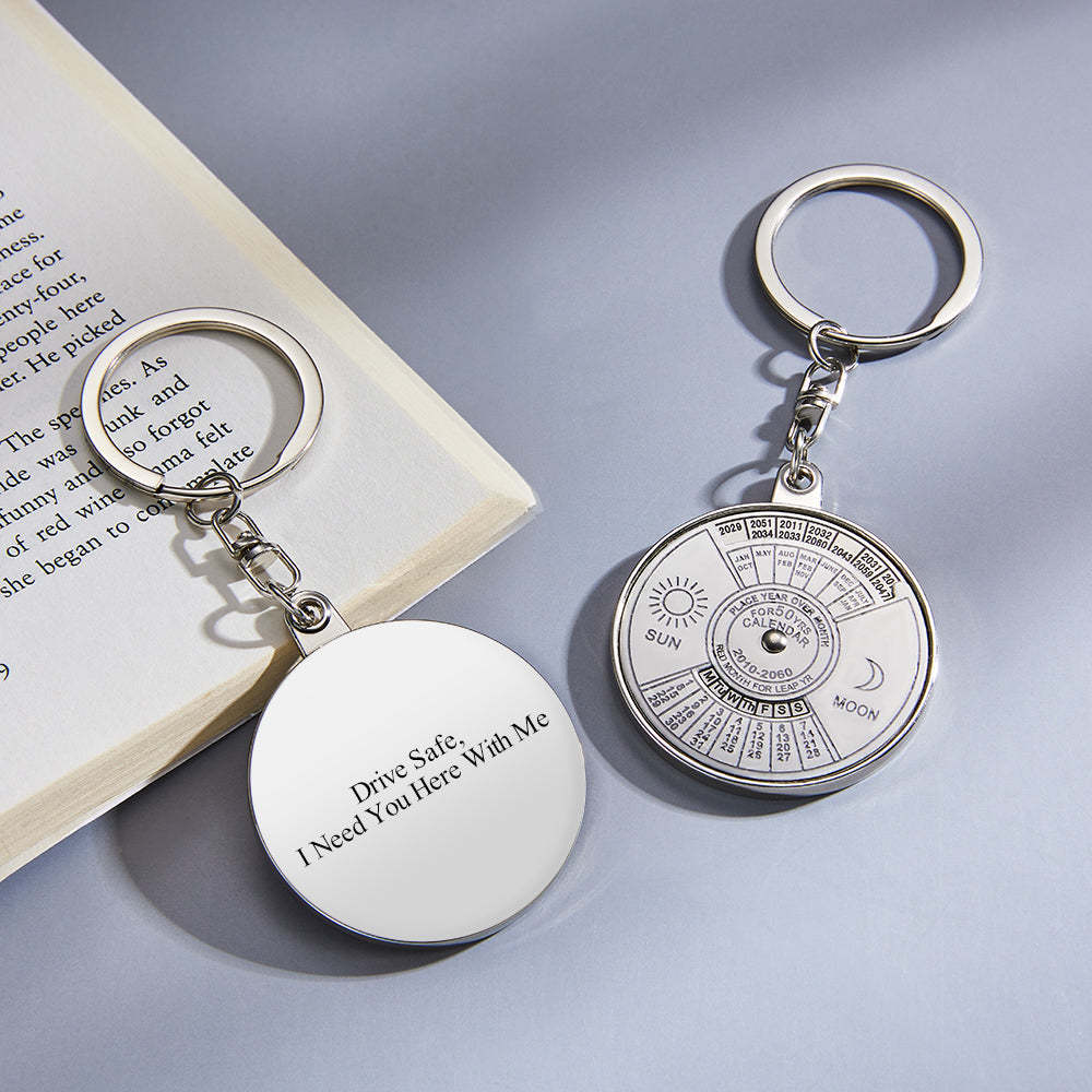 Custom Engraved Keychain Perpetual Calendar Decoration Pendant Keychain - soufeelus