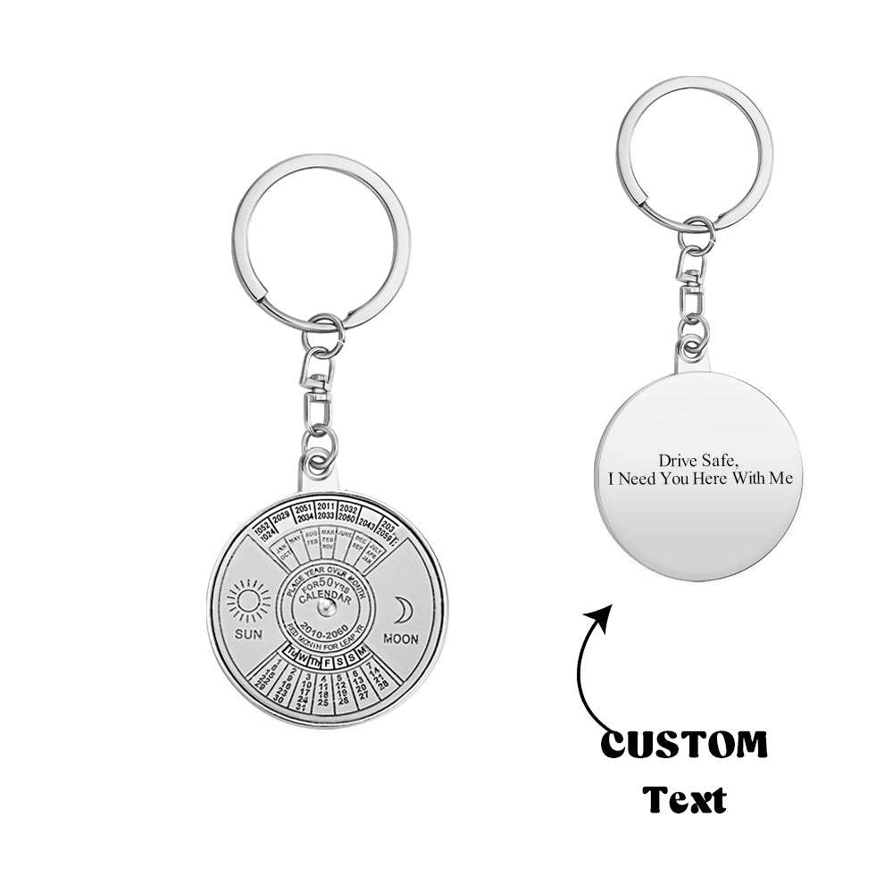 Custom Engraved Keychain Perpetual Calendar Decoration Pendant Keychain - soufeelus
