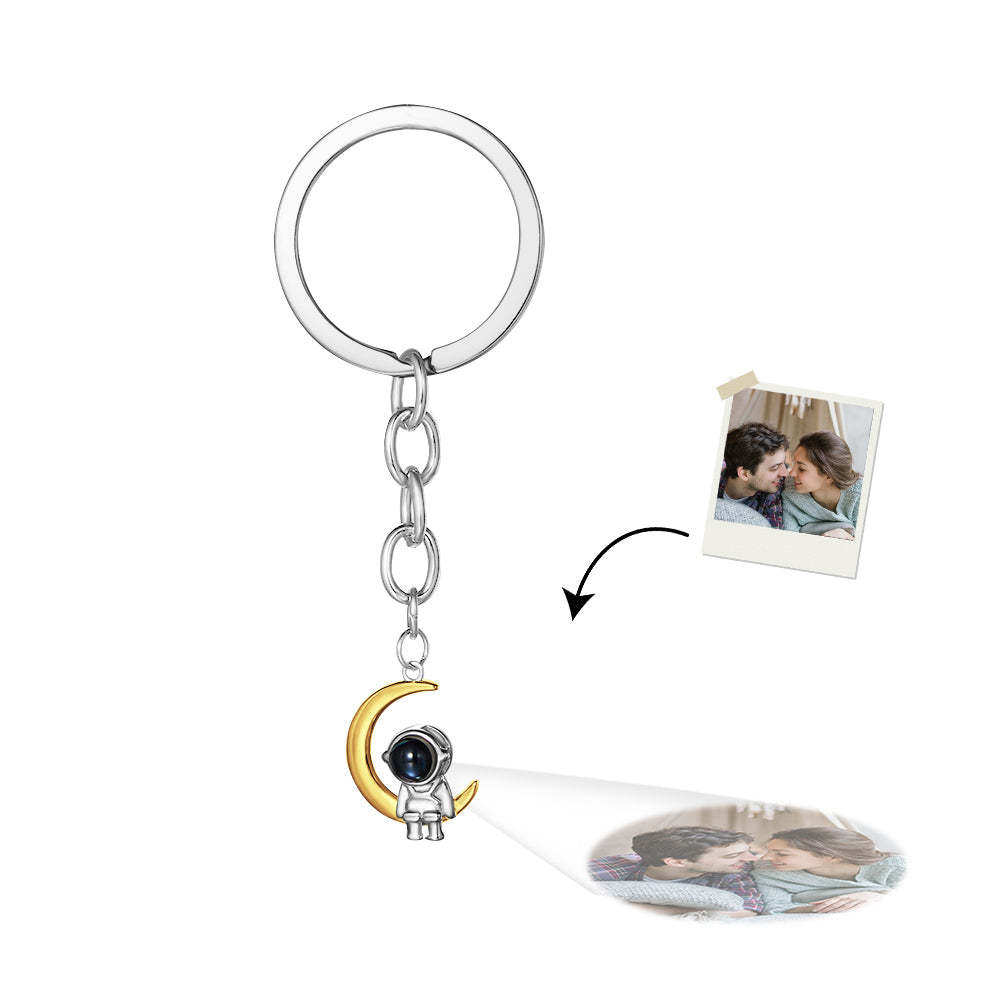 Custom Photo Projection Keychain Astronaut Moon and Star Keychain Creative Gift - soufeelus