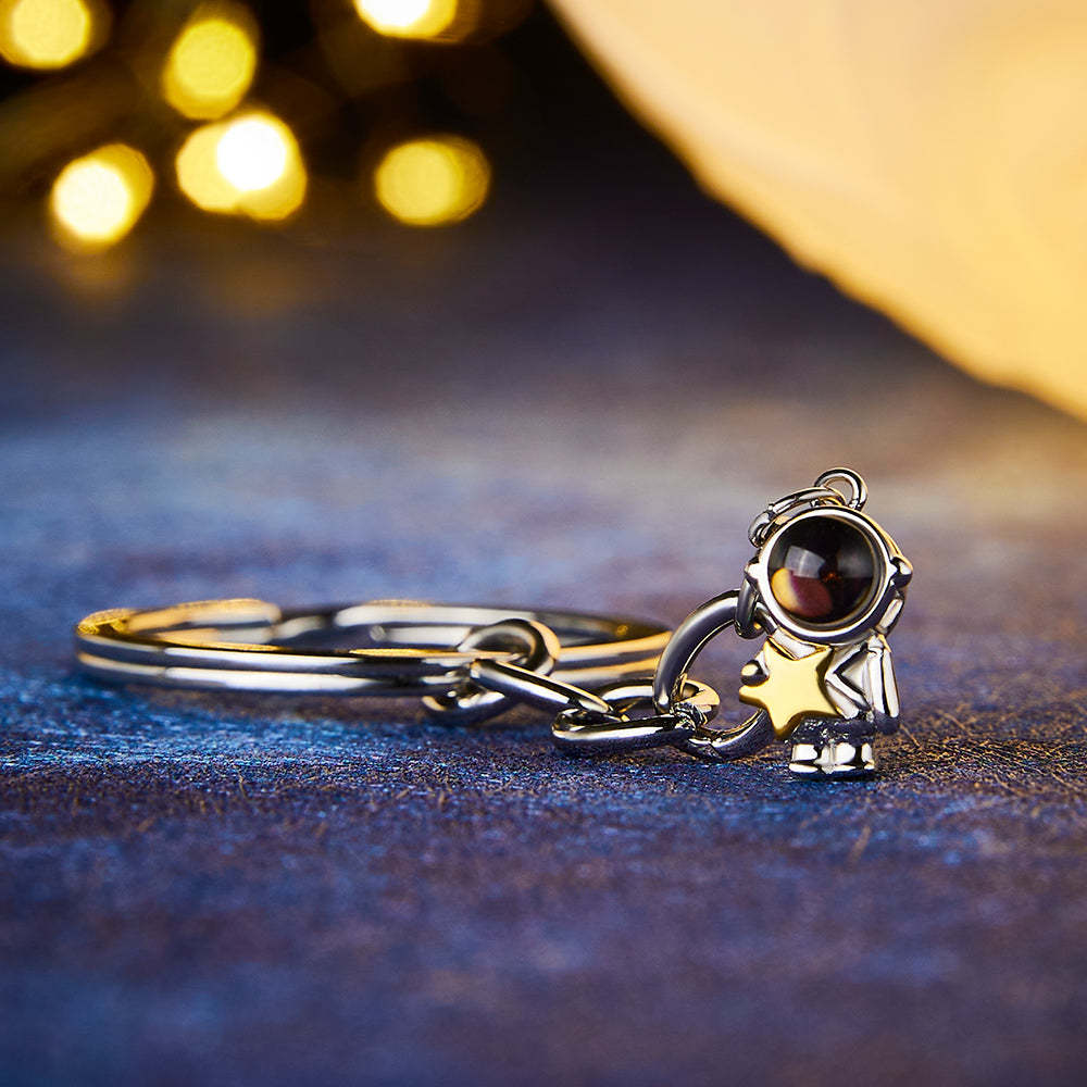Custom Photo Projection Keychain Astronaut Moon and Star Keychain Creative Gift - soufeelus