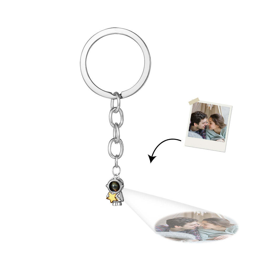 Custom Photo Projection Keychain Astronaut Moon and Star Keychain Creative Gift - soufeelus