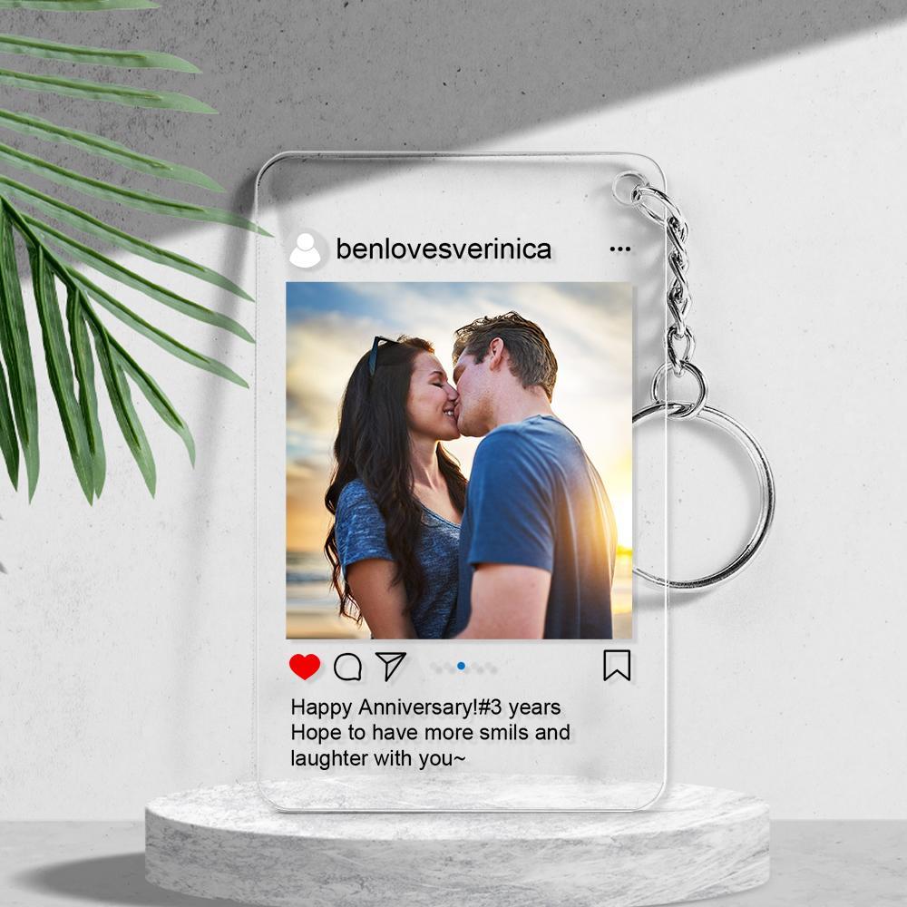 Customized Photo Keychain Personalized Instagram Photo Key Chain Gift for Couple - soufeelus