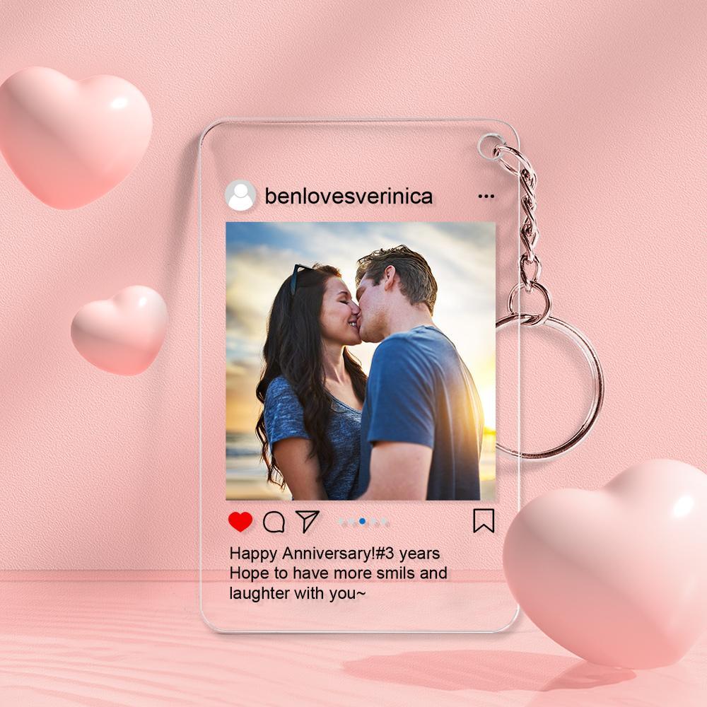 Customized Photo Keychain Personalized Instagram Photo Key Chain Gift for Couple - soufeelus