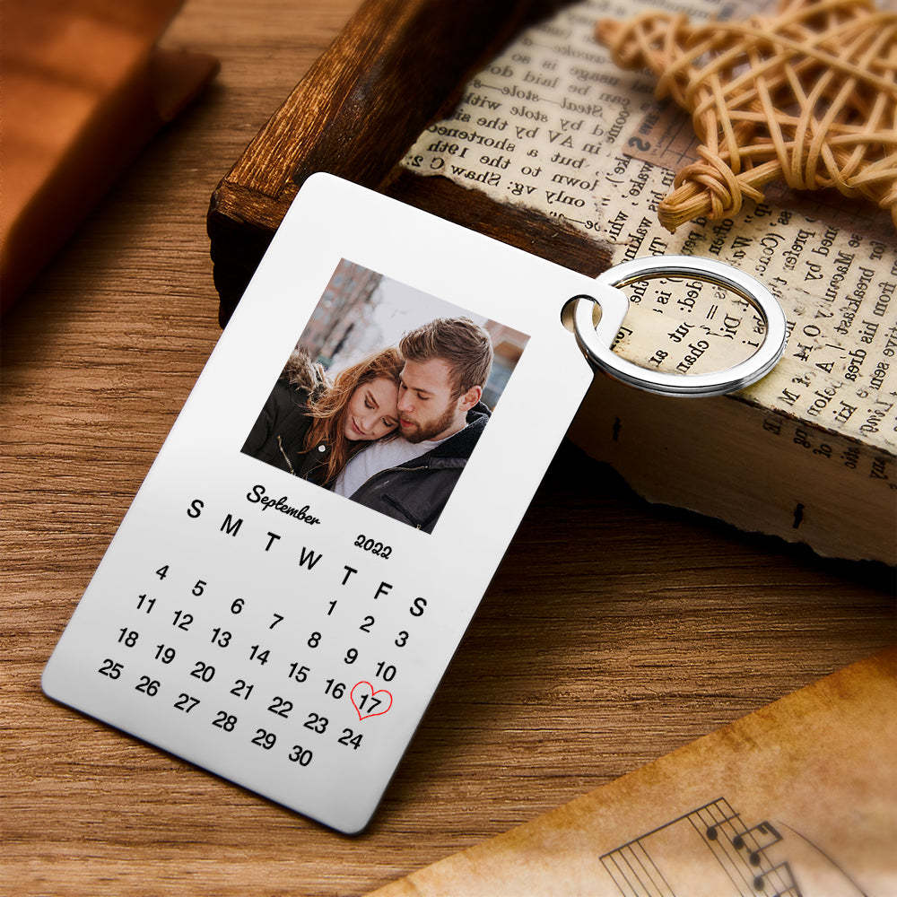 Custom Photo Keychain Calendar Keychain Personalized Keychain Wedding Anniversary Gift - soufeelus