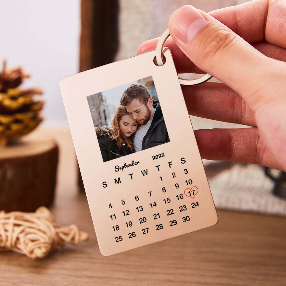 Custom Photo Keychain Calendar Keychain Personalized Keychain Wedding Anniversary Gift - soufeelus