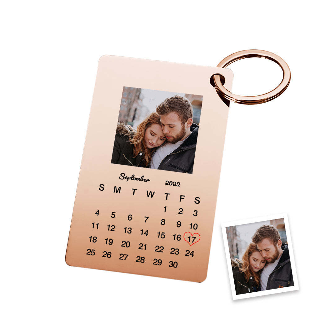 Custom Photo Keychain Calendar Keychain Personalized Keychain Wedding Anniversary Gift - soufeelus