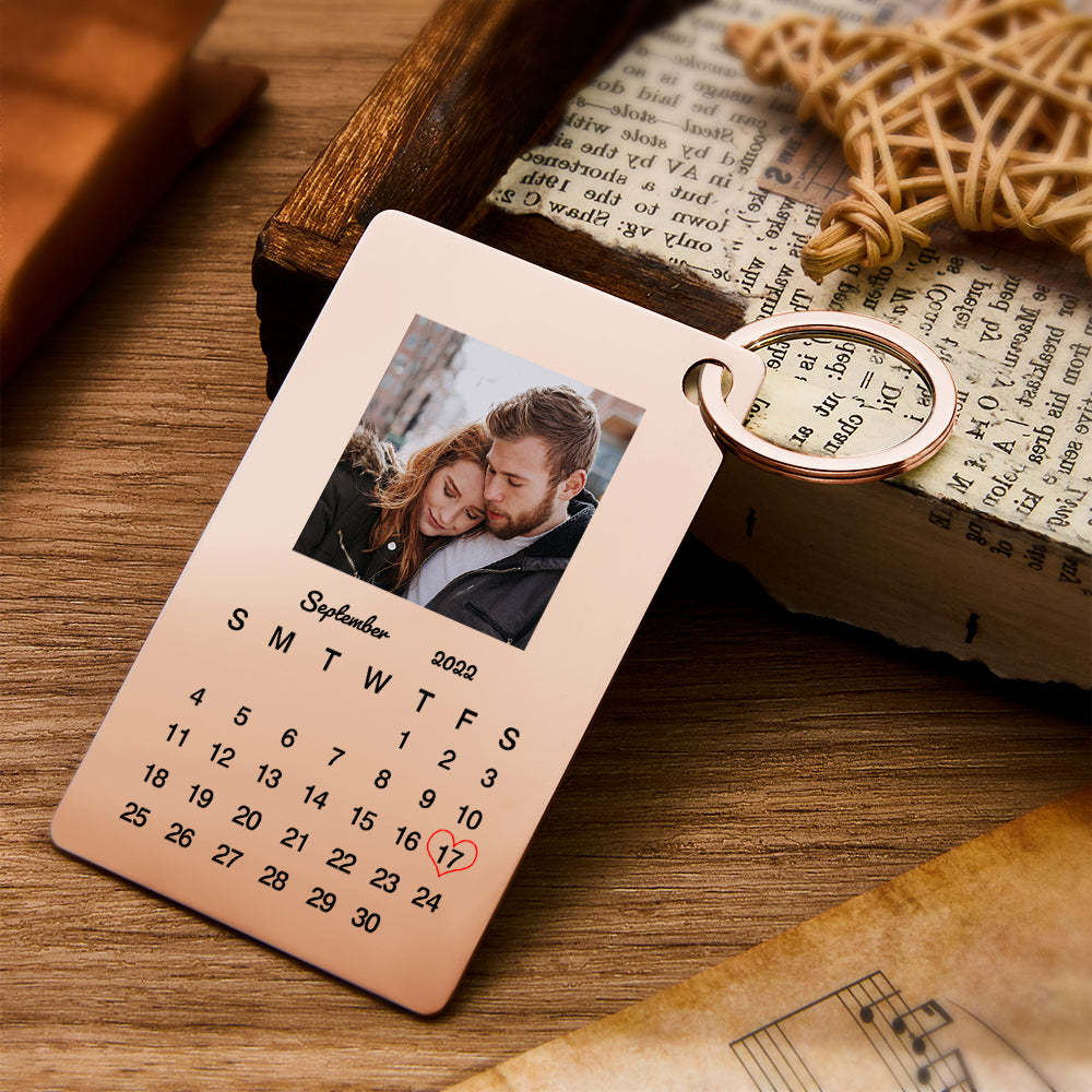 Custom Photo Keychain Calendar Keychain Personalized Keychain Wedding Anniversary Gift - soufeelus
