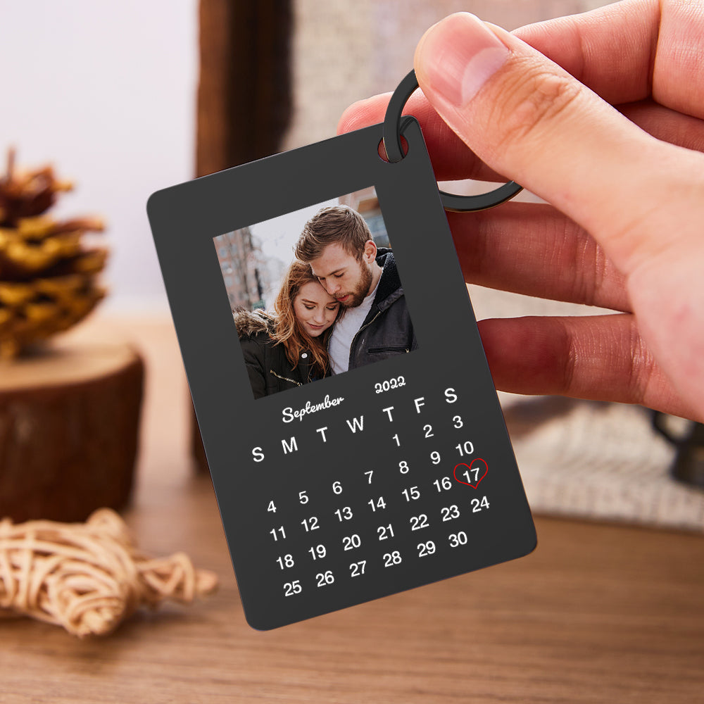 Custom Photo Keychain Calendar Keychain Personalized Keychain Wedding Anniversary Gift - soufeelus
