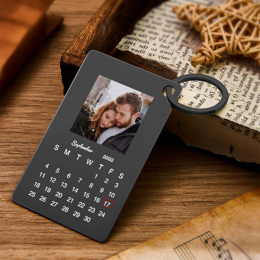 Custom Photo Keychain Calendar Keychain Personalized Keychain Wedding Anniversary Gift - soufeelus