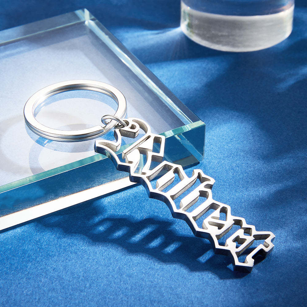 Personalized Name Keychain Custom Letters Stainless Steel  Keychain Unique Gifts for Him - soufeelus