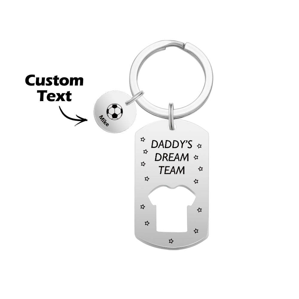 Personalized Engraved Football Daddy' Dream Team Keychain with Children's Names Key Ring Father's Day Gifts - soufeelus