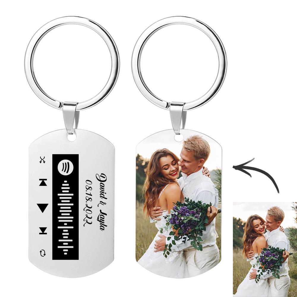Custom Spotify Keychain with Picture, Custom Scannable Spotify Music Song Code Keychain Personalized Master Custom Picture Keychain - soufeelus