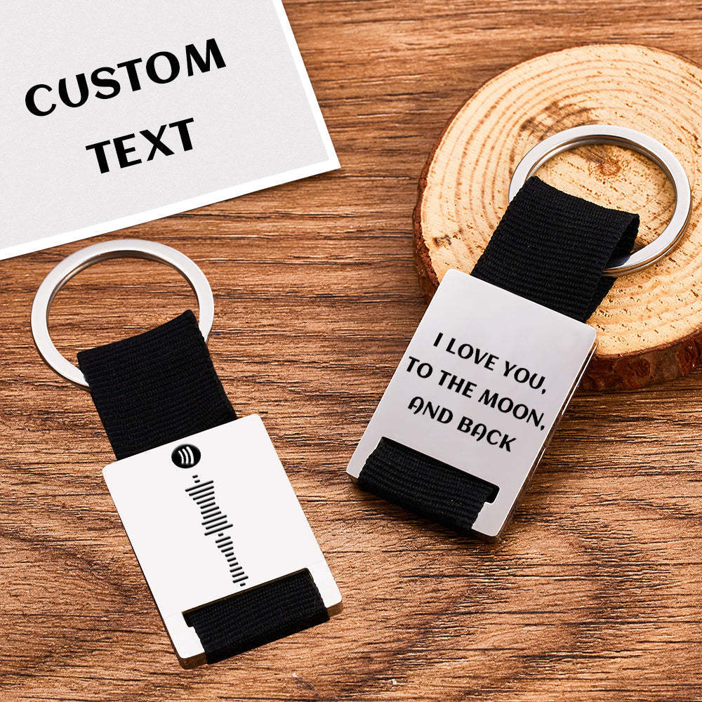 Custom Engraved Spotify Code Keychain Scannable Music Plaque Key Chain for Him - soufeelus
