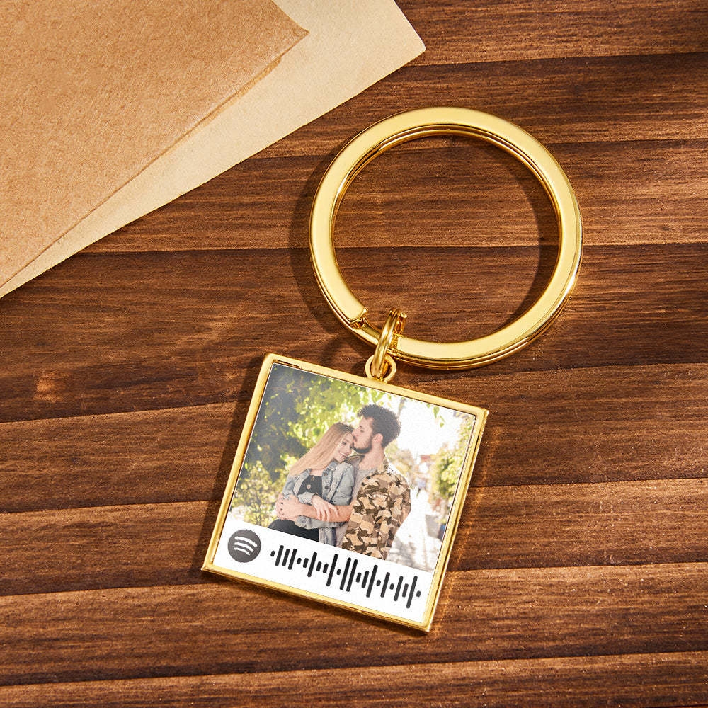 Spotify Playlist Code Keychain Personalized Photo Music Song Keychain Memorial Gifts - soufeelus