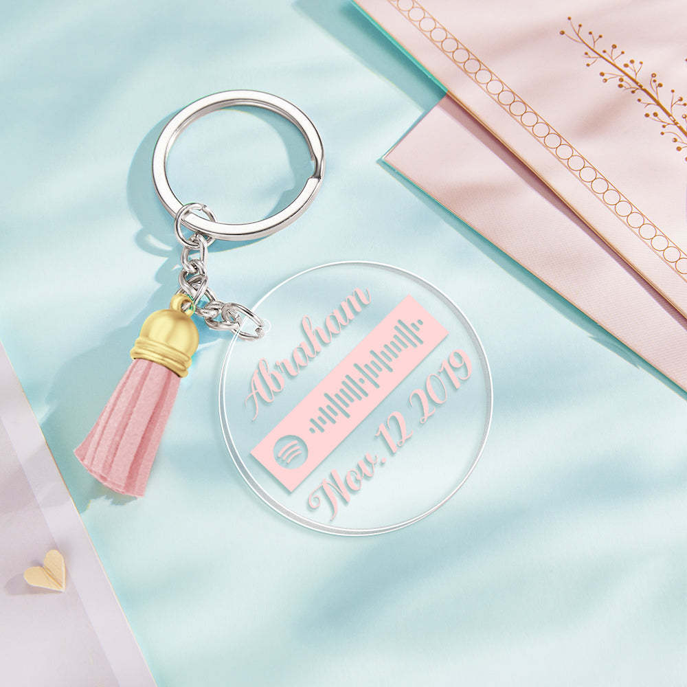 Custom Engraved Spotify Code Keychain Personalized Color Pendant Key Ring Romantic Gifts for Her - soufeelus