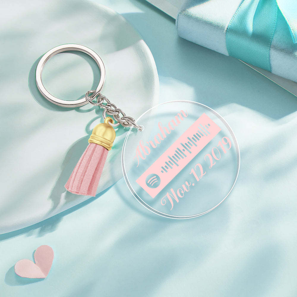 Custom Engraved Spotify Code Keychain Personalized Color Pendant Key Ring Romantic Gifts for Her - soufeelus