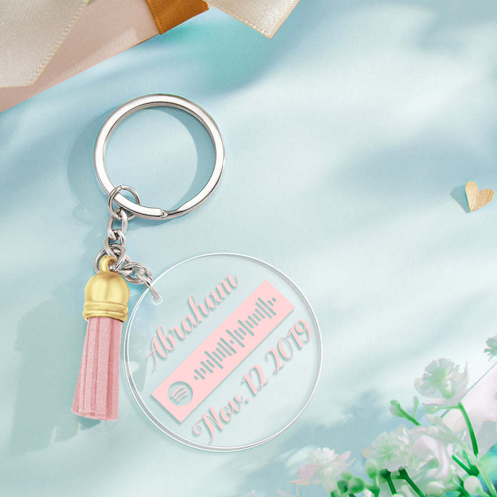 Custom Engraved Spotify Code Keychain Personalized Color Pendant Key Ring Romantic Gifts for Her - soufeelus