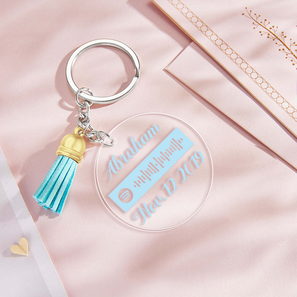Custom Engraved Spotify Code Keychain Personalized Color Pendant Key Ring Romantic Gifts for Her - soufeelus
