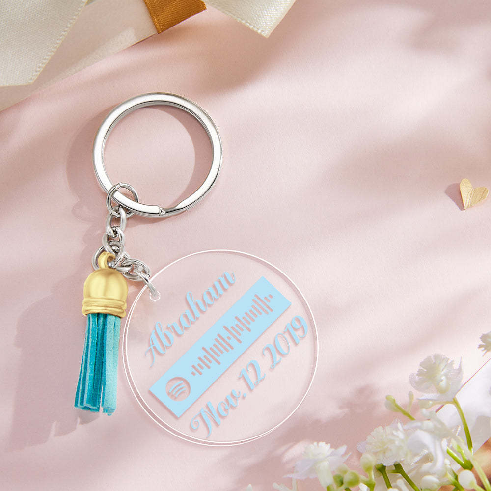 Custom Engraved Spotify Code Keychain Personalized Color Pendant Key Ring Romantic Gifts for Her - soufeelus