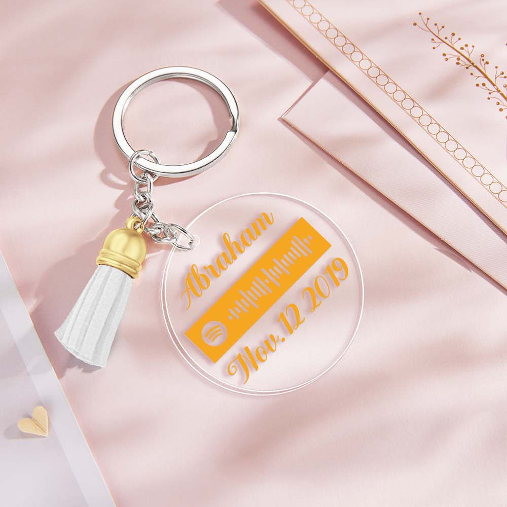 Custom Engraved Spotify Code Keychain Personalized Color Pendant Key Ring Romantic Gifts for Her - soufeelus