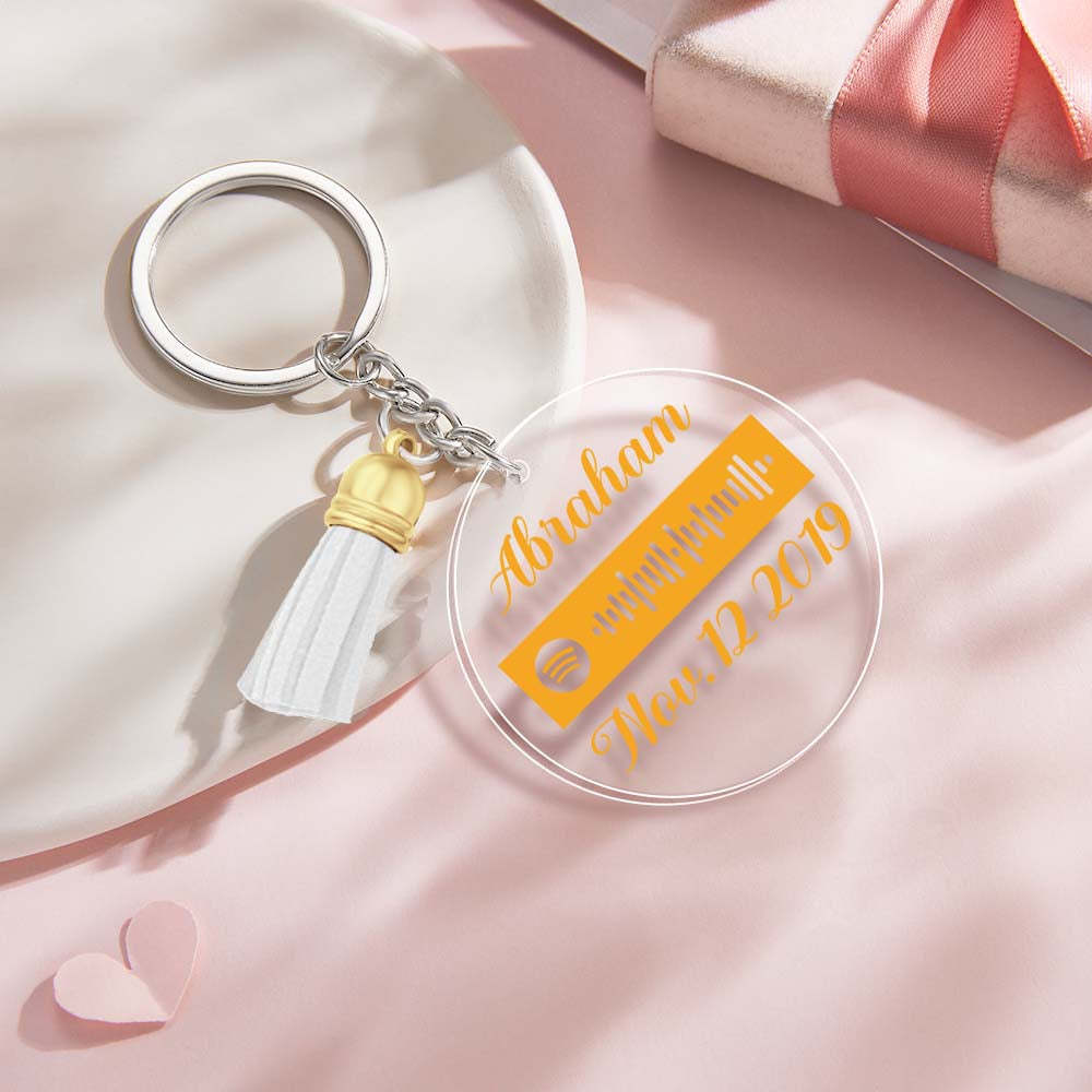 Custom Engraved Spotify Code Keychain Personalized Color Pendant Key Ring Romantic Gifts for Her - soufeelus