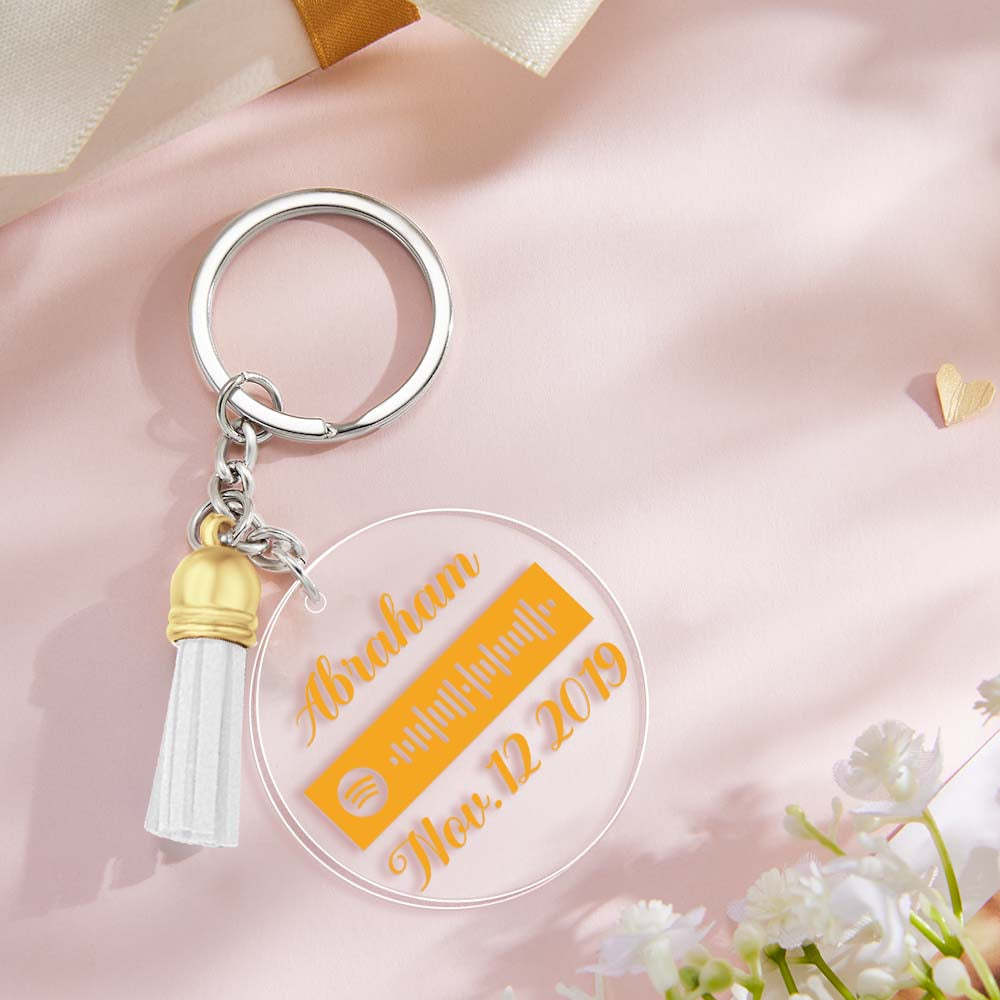 Custom Engraved Spotify Code Keychain Personalized Color Pendant Key Ring Romantic Gifts for Her - soufeelus