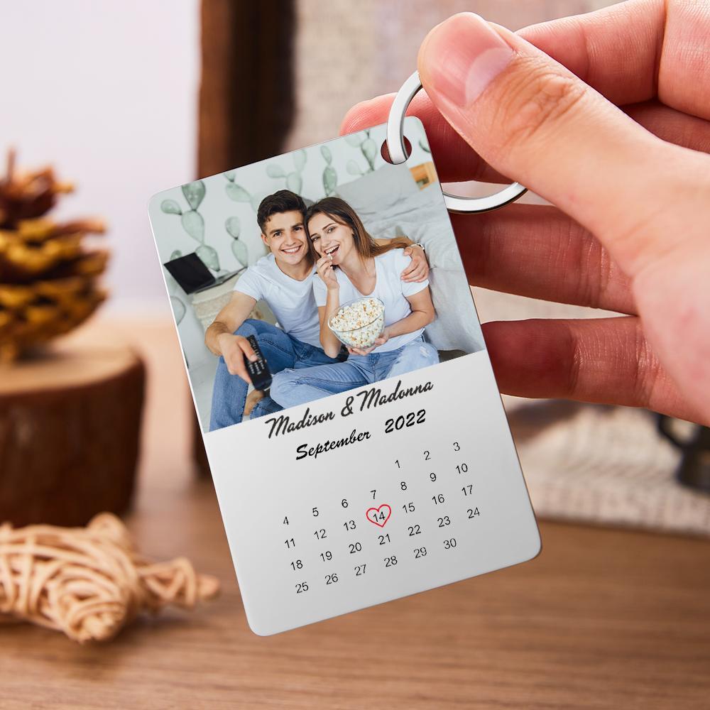 Custom Photo Keychain Calendar Keychain Wedding Anniversary Gift - soufeelus