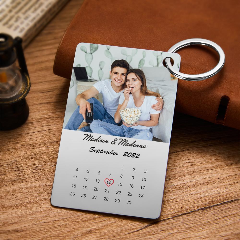 Custom Photo Keychain Calendar Keychain Wedding Anniversary Gift - soufeelus