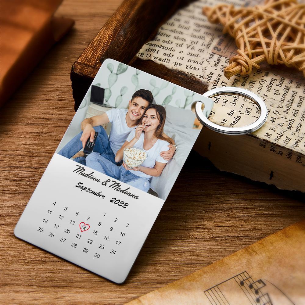 Custom Photo Keychain Calendar Keychain Wedding Anniversary Gift - soufeelus