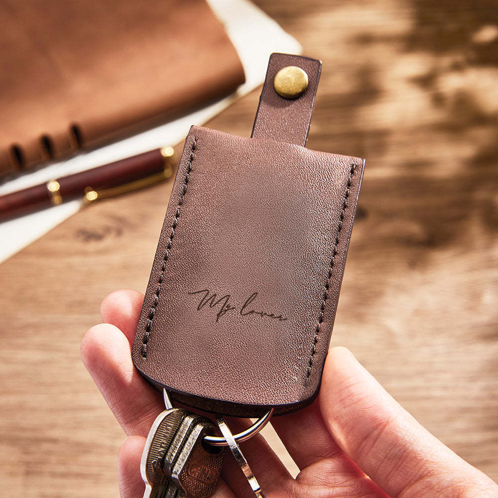 Custom Engraved Keychain Personalized Leather Pulling Key Holder Creative Gift - soufeelus