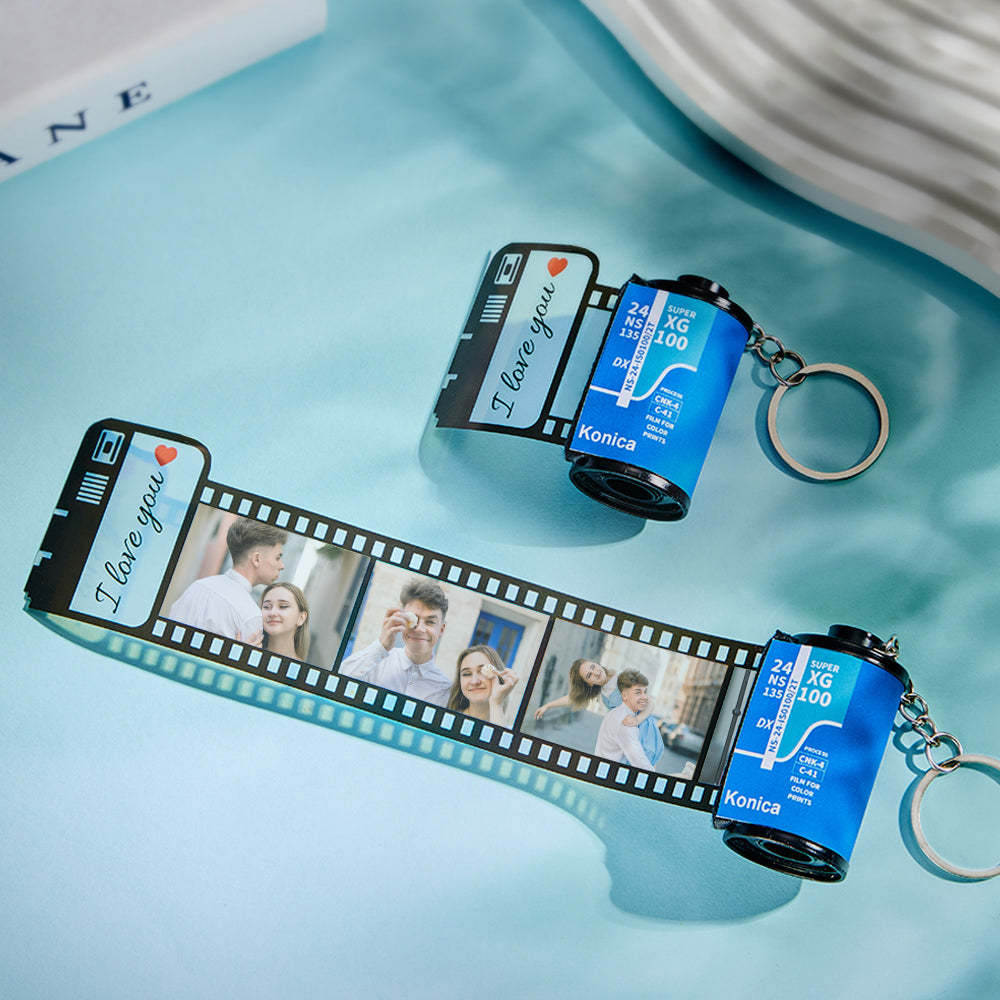 Custom Camera Roll Keychain Personalized Photo Engraved Film Roll Keychain Anniversary Gift - soufeelus