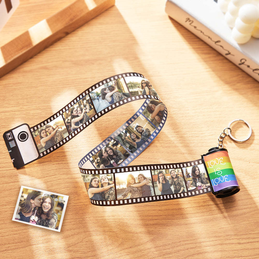 Custom Rainbow Film Roll Keychain Personalized Multiphoto Roll Keychain Gift for LGBT - soufeelus