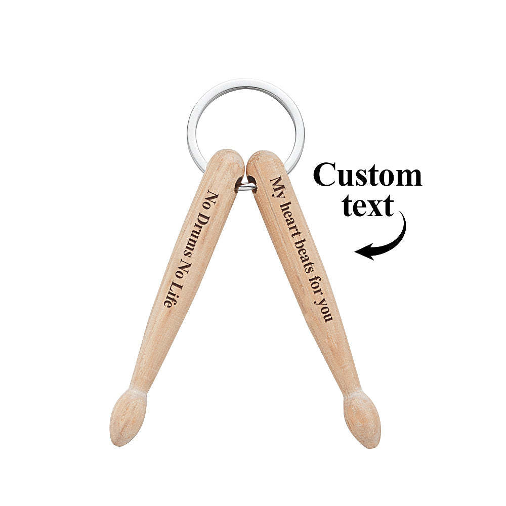 Custom Engraved Keychain Personalized Wooden Drumstick Keychain Creative Gift for Drummers - soufeelus