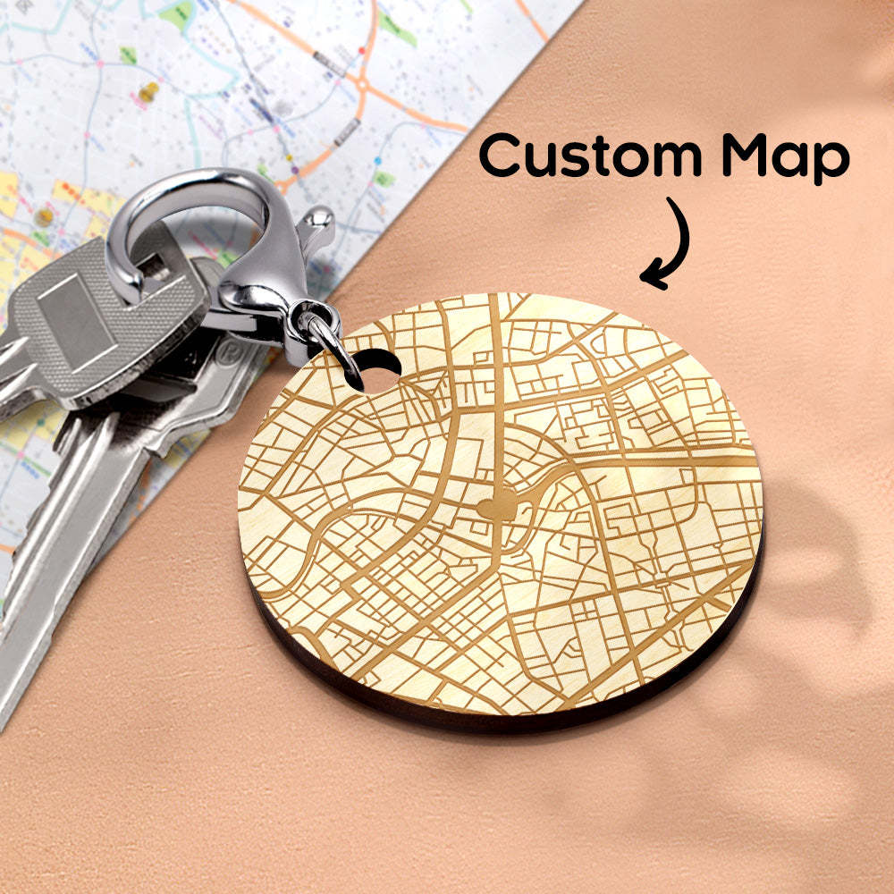 Personalized Map Keychain Custom Engraved Keychain Gifts for Him or Her - soufeelus
